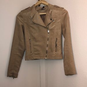 Faux suede moto jacket